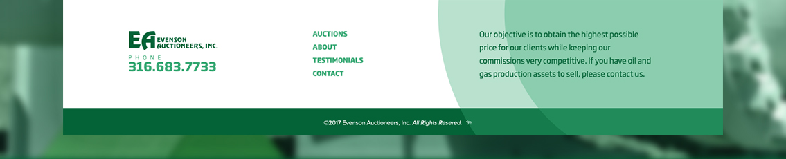 Footer text for Evenson Auctioneers.
